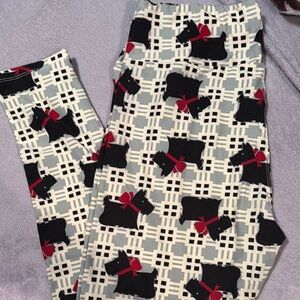 Lularoe Black and Red Scotty Dog Print Leggings